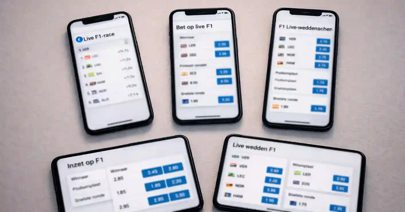 Meerdere smartphones met verschillende bookmaker apps