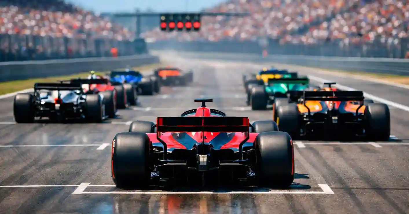 F1-startgrid met bolides klaar voor de race