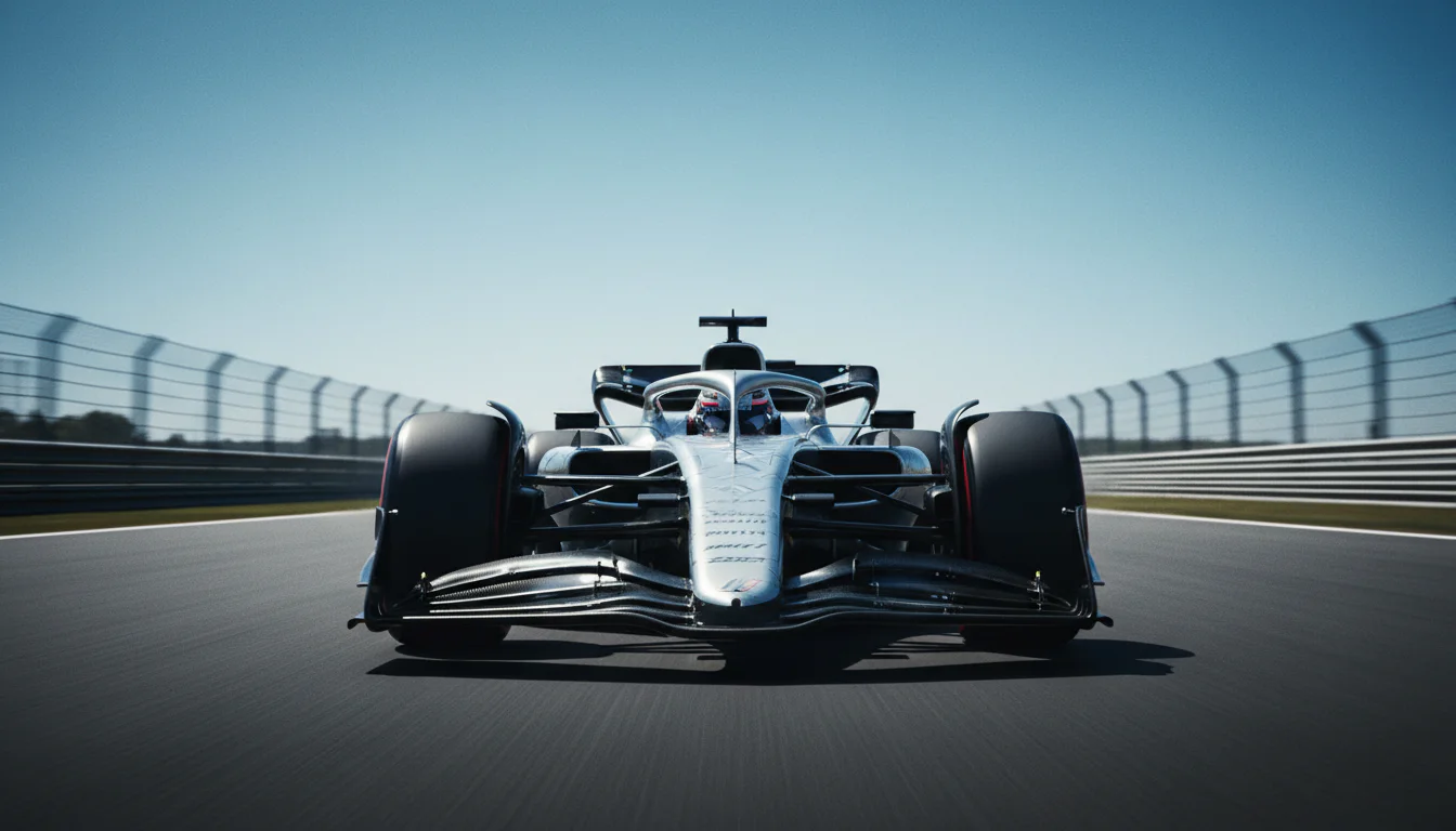Formule 1-auto met actieve aerodynamica op een rechte stuk bij hoge snelheid