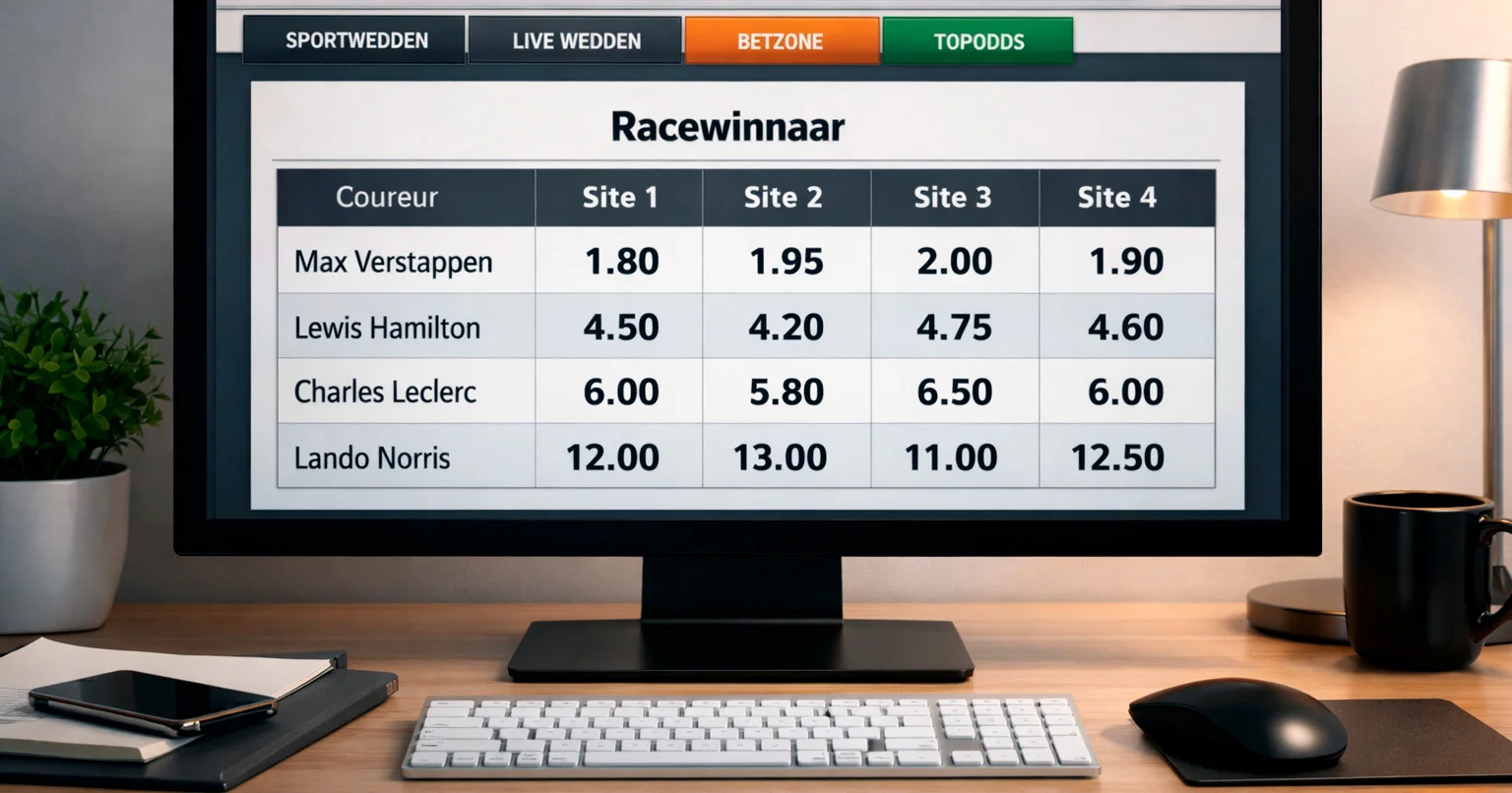 Meerdere bookmaker logos op computerscherm met odds