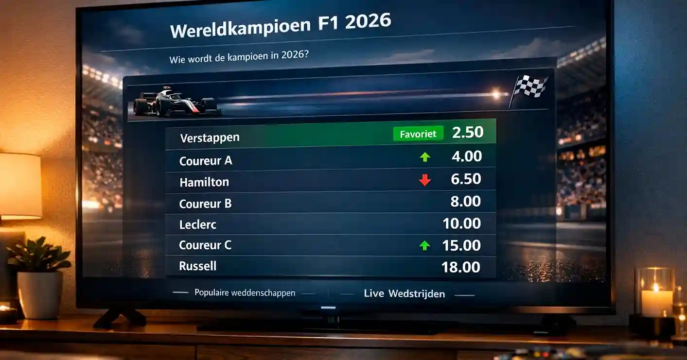 Sportboek scherm met F1 kampioenschap quoteringen